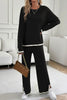 Devine Contrast Trim Round Neck Top and Pants Set by Wild and Free Boutique