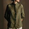 Women's Loose Cotton Linen Long Sleeve Shirt — Flip Collar by FitiqueFit
