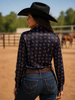 Neon Spur Brand Babe Lightweight Satin Button Up Rodeo Shirt Blouse by Neon Spur
