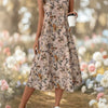 Floral Print A-Line Midi Dress with Pockets | Boho Vintage by FitiqueFit
