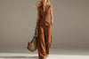 Women's Solid Linen Sleeveless Tank Top & Full-Length Pants Set by FitiqueFit