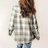 Women's Plaid Button-Up Long Sleeve Jacket by FitiqueFit