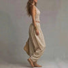 Women's Sleeveless Backless Halter Top & Wide-Leg Pants Set by FitiqueFit