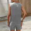 Striped Stand Collar Sleeveless Top & Shorts Set – Women's Summer Two-Piece by FitiqueFit