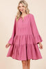 Tiered Notched Flare Sleeve Dress – Fluttering, Playful and Stylish Dress with Ruffled Layers and Trendy Flare Sleeves by Stevvex