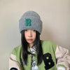 Loose Big-Head Woolen Cap with Letter Design — Oversize Winter Wool Hat by FitiqueFit