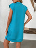 Retro Brown Half-Zip Cap Sleeve Mini Dress Classic & Vintage Design Dress For Girls by Stevvex