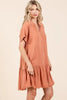 Linen Blend Button Down Shirt Mini Dress For Women – Casual, Classic Button-Down Design with Raw Hem and Tiered Detail by Stevvex