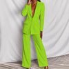 Lapel Button-Down Blazer & Straight-Leg Trousers Suit by FitiqueFit