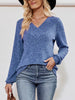 Ribbed Knit V-Neck Long Sleeve T-Shirt by Simply Love