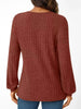 Ribbed Knit V-Neck Long Sleeve T-Shirt by Simply Love