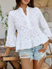 Devine Half Button Flounce Sleeve Peplum Blouse