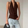 Designer Knitted Backless Boat-Neck Top Women’s Clothing