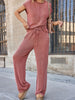 Ribbed Exposed Seam Top and Pants Set