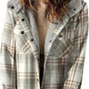 Women's Plaid Button-Up Long Sleeve Jacket by FitiqueFit