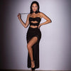 Sexy Backless Tube Top Split Hollow Dress