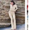 Women’s Knitted Hooded Two-Piece Set – Cardigan & High-Waisted Pants Suit by FitiqueFit