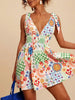 V-Neck Sleeveless Smocked Waist Printed Mini Dress by Wild and Free Boutique