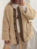 Modern Cozy Women Luxuriously Cozy Contrast Button Up Sherpa Jacket with Pockets For Fall & Winter by Stevvex