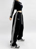 Embroidered Patchwork Wide-Leg Athletic Sweatpants | 4 Colors by FitiqueFit