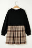 Vintage Plaid Round Neck Long Sleeve Mini Dress Cozy & Stylish Dress Retro Design Dress For Party by Stevvex
