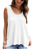 Black Scoop Neck Waffle Knit Splicing Flowy Vest