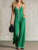 Women's V-Neck Backless Wide-Leg Jumpsuit – High Waist Casual by FitiqueFit