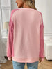 Color Block Waffle Knit Long Sleeve T-Shirt by Simply Love