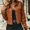 Faux Suede Cropped Jacket with Stand Collar — Vintage Short Coat / Fall Outwear by FitiqueFit