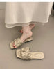 Minimalist Pleated Flat Slide Sandals – Square Toe Faux Leather by FitiqueFit