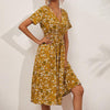V-Neck Floral Print A-Line Satin Maxi Dress | 8 Colors by FitiqueFit