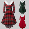 Christmas Women’s Fur Patchwork V-Neck Long-Sleeved Dress by FitiqueFit