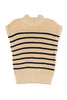Parchment Striped Ribbed Knit High Neck Sweater