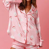 Women’s Satin Santa Claus Pajama Set | Christmas Print Two-Piece Loungewear by FitiqueFit