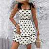 Shoulder Strap Bow Decoration With Bow Print Elegant Summer Dress by FitiqueFit
