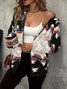 Modern Women Geometric Zip-Up Sherpa Jacket With Hood And Pockets Stylish Winter Jacket by Stevvex