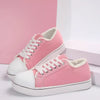 Women's Lace-Up Canvas Sneakers – Lightweight Flat Low-Top by FitiqueFit