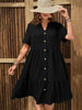 Plus-Size Button-Front V‑Neck Midi Dress by FitiqueFit