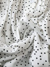 Polka Dot Notched Ruffled Cap Sleeve Blouse
