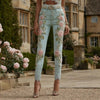 Womens Denim Jeans Womens Trousers With Colorful 3D Floral Prints by My Store