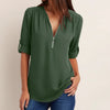 Women's Short-Sleeve Zip V-Neck Loose Top by FitiqueFit