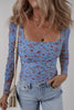 Floral Print Square Neck Long Sleeve Top by Wild and Free Boutique