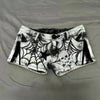 Womens American-style Spiderweb Print Diamond Skull And Star Denim Shorts by My Store