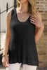 Black Scoop Neck Waffle Knit Splicing Flowy Vest