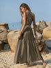 White V-Neck Tie Shoulder Maxi Dress Effortless & Flowy Summer Essential Long Girls Dress by Stevvex