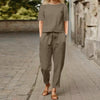 Wide-Leg Pants Two-Piece Set – Solid Color Casual Lounge Suit by FitiqueFit