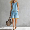 Solid Color Loose Casual Vest and Shorts Set by FitiqueFit