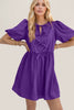 Elegant Ruched Puff Sleeve Mini Dress Vintage Bow Detail Cute Short Dress for Women by Stevvex