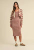 Stripe Crop Cardigan and Bodycon Dress Sweater Set – Two-Piece Knit Set, Striped Crop Cardigan Dress, Cozy Sweater Dress Set, Chic Layered Knit Outfit by Stevvex