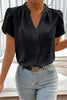 Rose Red Silky Notched Neckline Petal Sleeve Blouse by Wild and Free Boutique